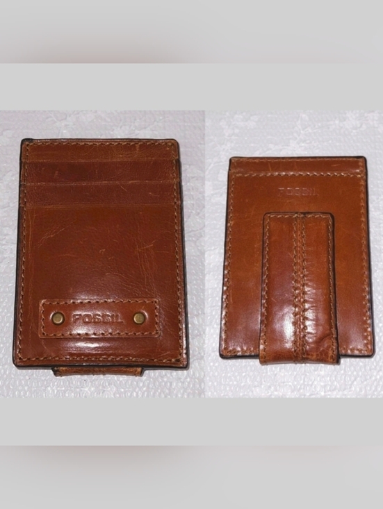 Fossil Other - FOSSIL Brown Leather Money Clip Card Wallet